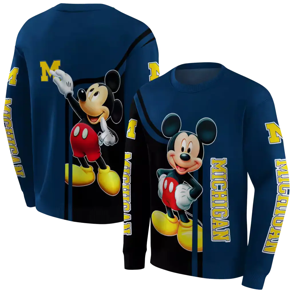 michigan wolverines mickey mouse blue black hoodie premium grade michigan wolverines mickey mouse blue black hoodie premium grade