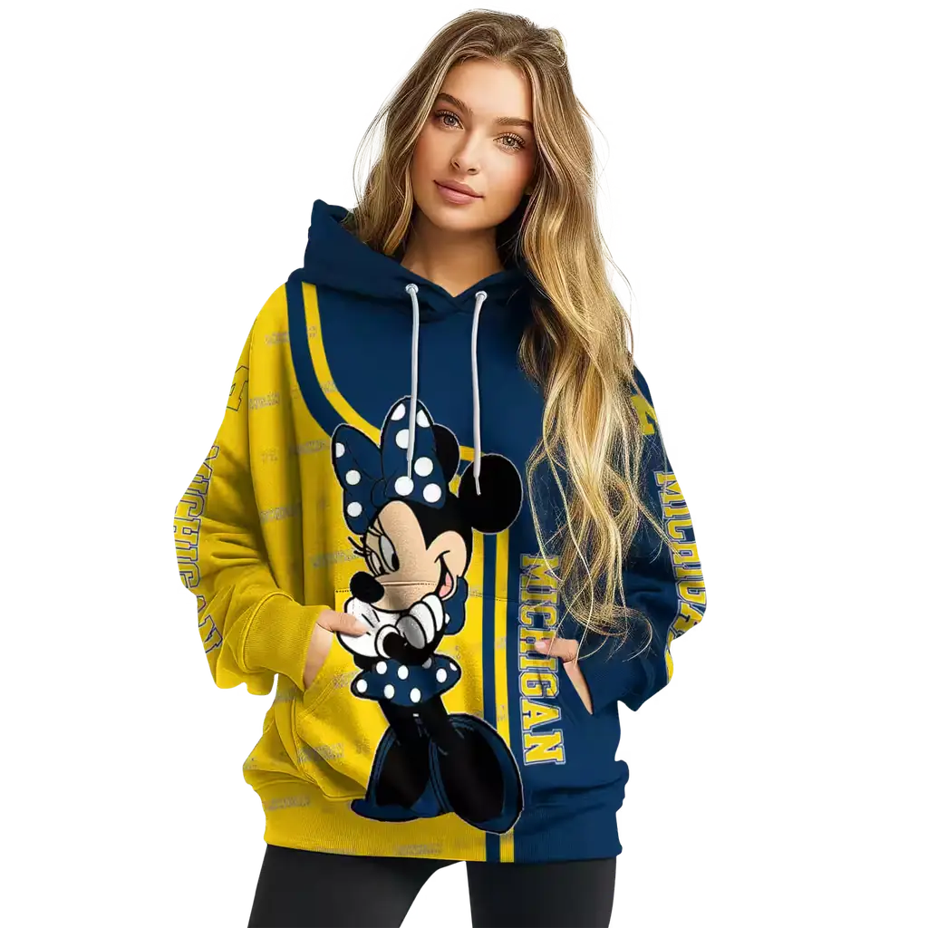 michigan wolverines minnie mouse blue hoodie high quality michigan wolverines minnie mouse blue hoodie high quality