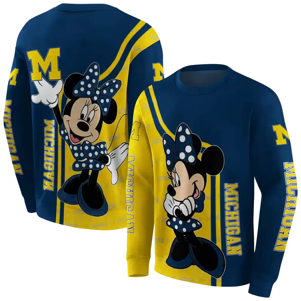 michigan wolverines minnie mouse blue hoodie premium grade michigan wolverines minnie mouse blue hoodie premium grade