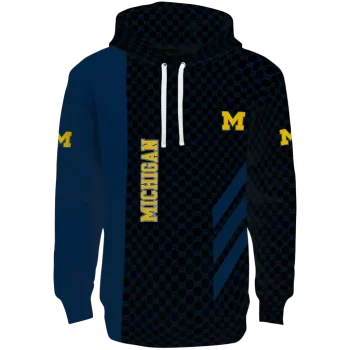 michigan wolverines monogram pattern blue hoodie best selling