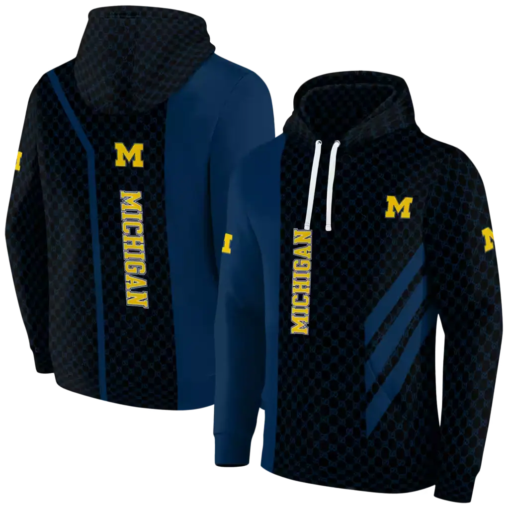michigan wolverines monogram pattern blue hoodie fashion forward michigan wolverines monogram pattern blue hoodie fashion forward