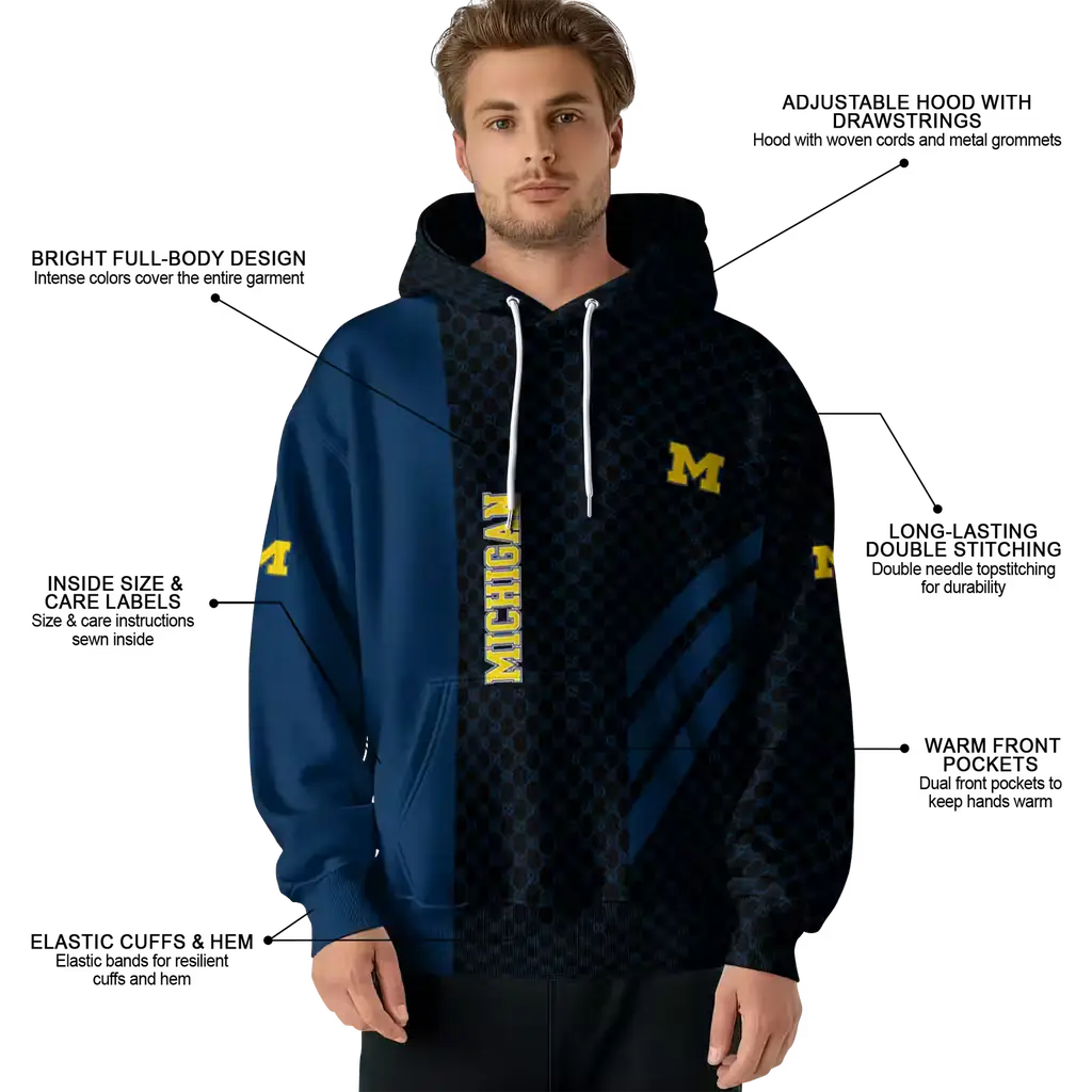 michigan wolverines monogram pattern blue hoodie latest model michigan wolverines monogram pattern blue hoodie latest model