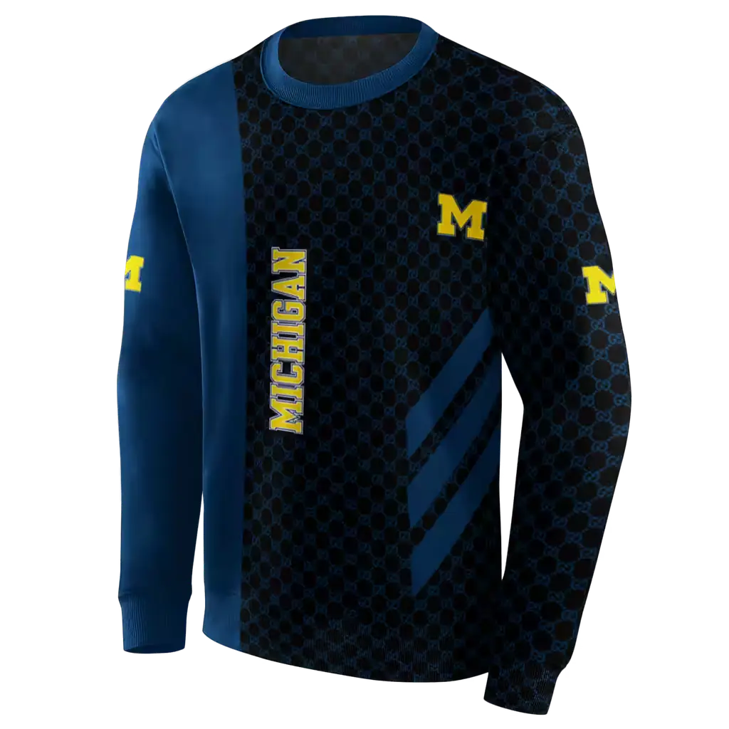 michigan wolverines monogram pattern blue hoodie new arrival michigan wolverines monogram pattern blue hoodie new arrival