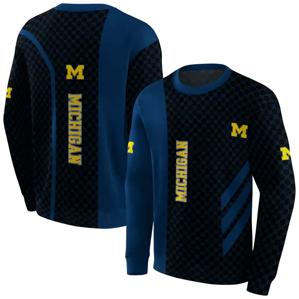 michigan wolverines monogram pattern blue hoodie premium grade michigan wolverines monogram pattern blue hoodie premium grade