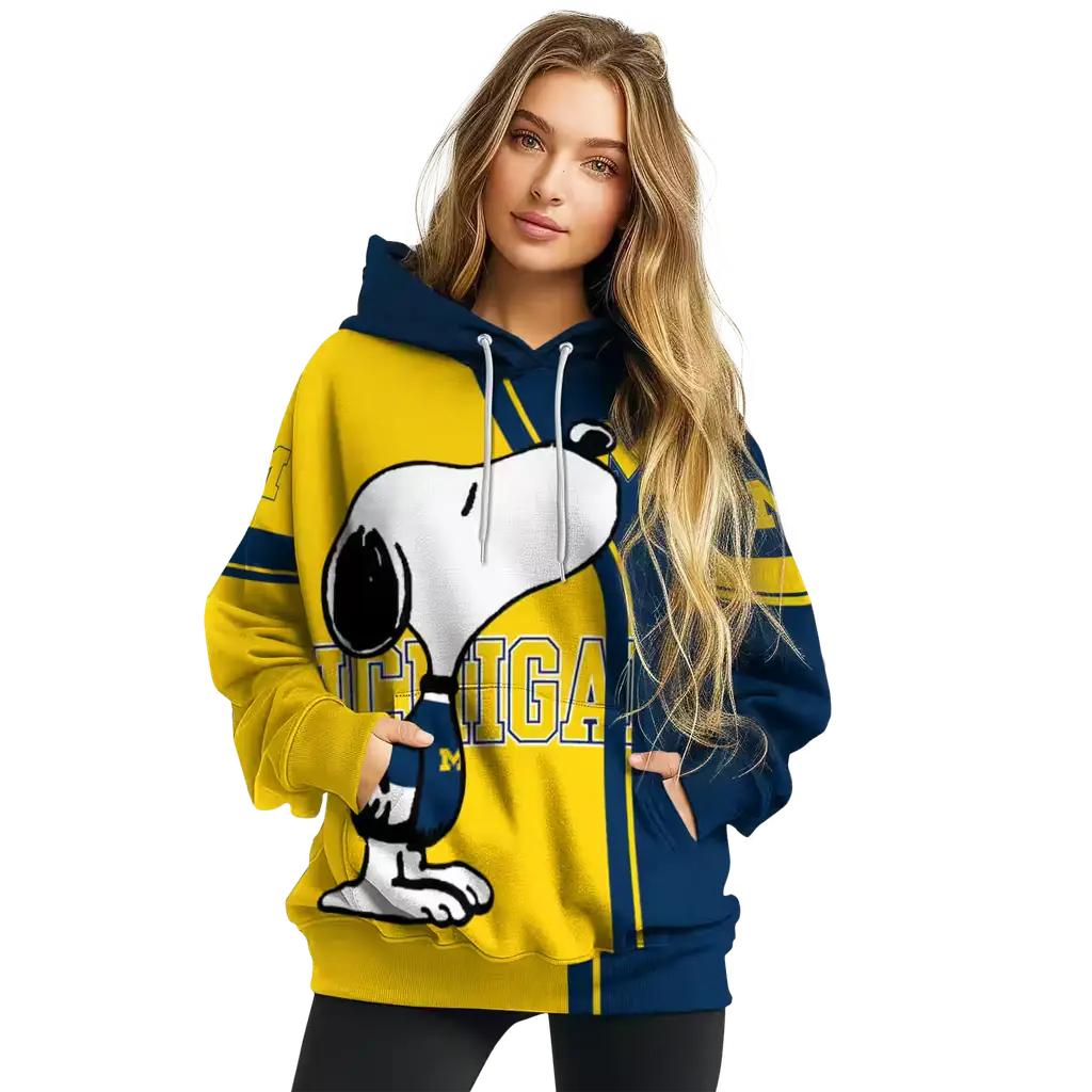 michigan wolverines playful snoopy blue hoodie high quality michigan wolverines playful snoopy blue hoodie high quality