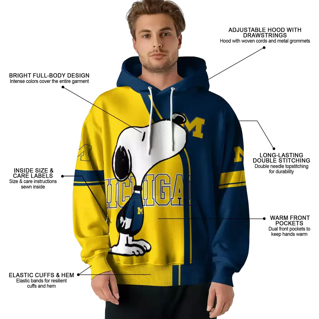 michigan wolverines playful snoopy blue hoodie latest model michigan wolverines playful snoopy blue hoodie latest model