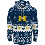 michigan wolverines reindeer motif blue hoodie best selling