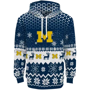 michigan wolverines reindeer motif blue hoodie best selling