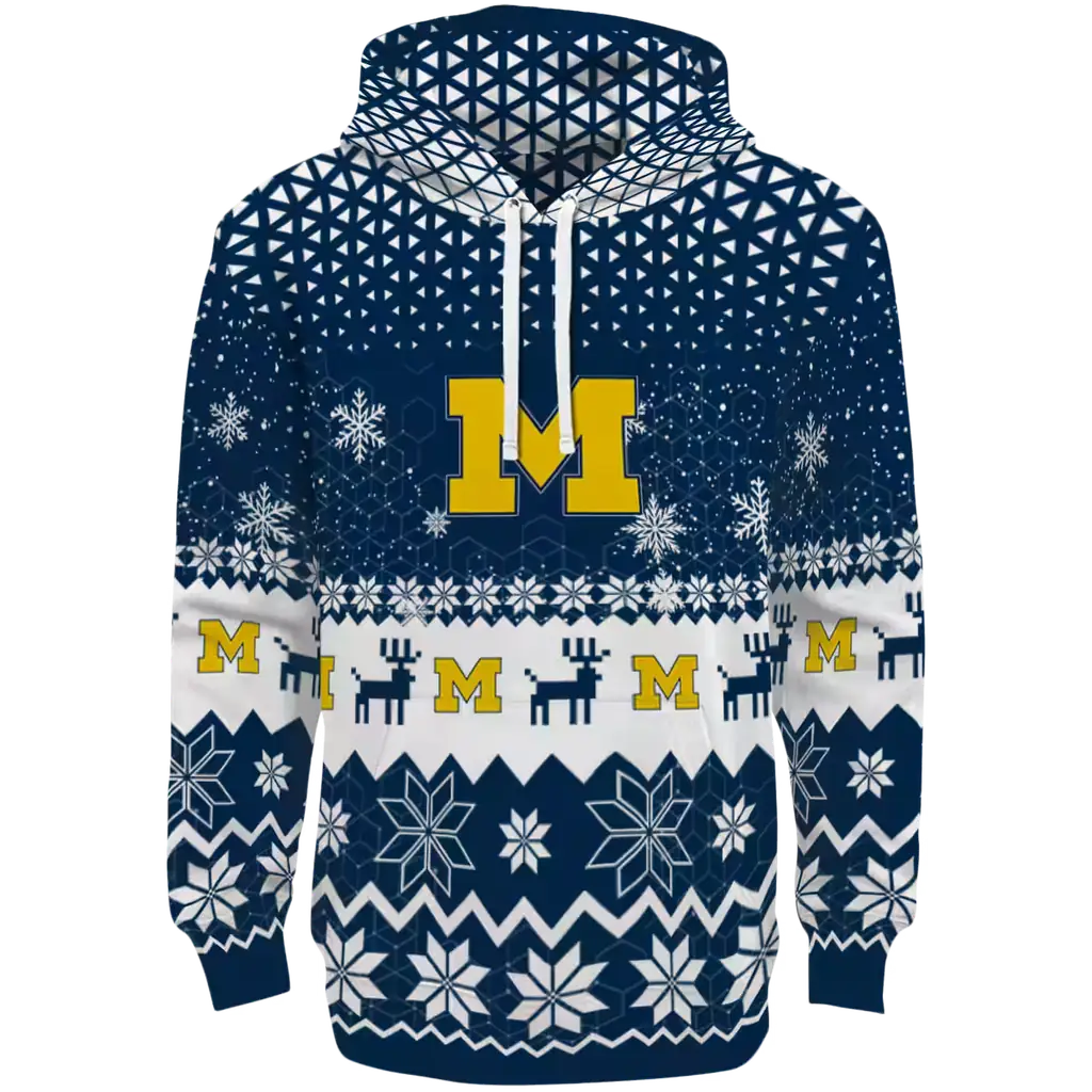 michigan wolverines reindeer motif blue hoodie best selling michigan wolverines reindeer motif blue hoodie best selling