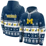 michigan wolverines reindeer motif blue hoodie best selling