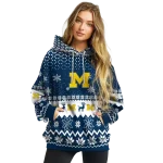 michigan wolverines reindeer motif blue hoodie best selling