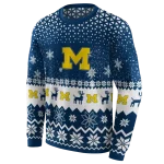 michigan wolverines reindeer motif blue hoodie best selling