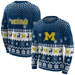 michigan wolverines reindeer motif blue hoodie best selling
