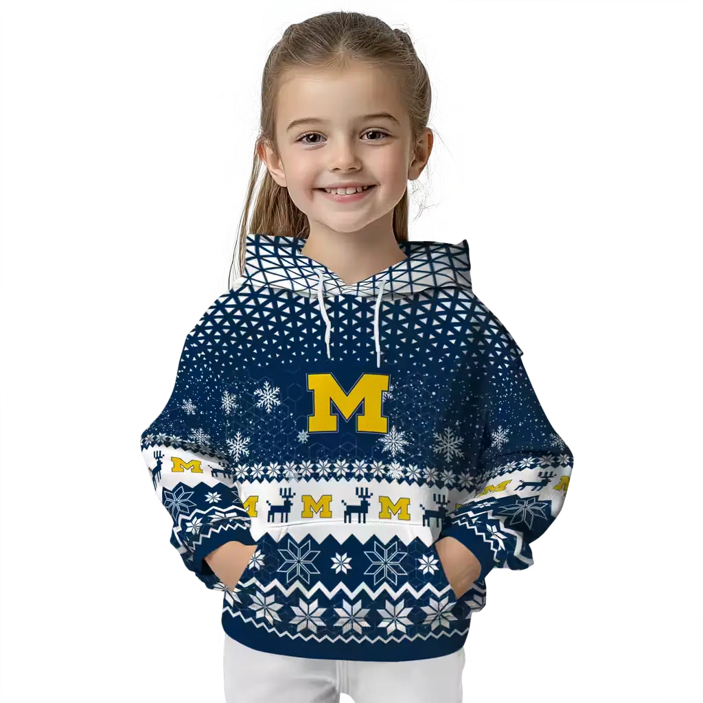 michigan wolverines reindeer motif blue hoodie top rated michigan wolverines reindeer motif blue hoodie top rated