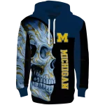 michigan wolverines skull motif blue black hoodie best selling