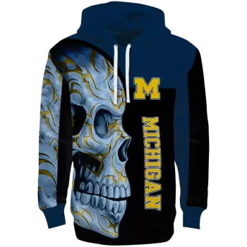 michigan wolverines skull motif blue black hoodie best selling