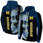 michigan wolverines skull motif blue black hoodie best selling
