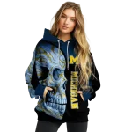 michigan wolverines skull motif blue black hoodie best selling