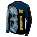 michigan wolverines skull motif blue black hoodie best selling