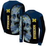michigan wolverines skull motif blue black hoodie best selling
