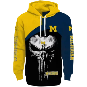 michigan wolverines skull punisher maize black hoodie best selling