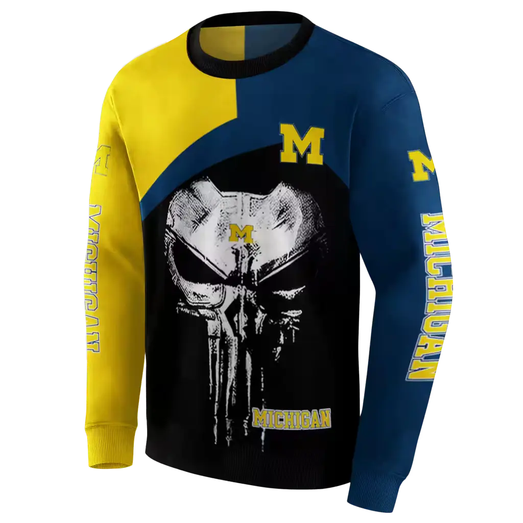 michigan wolverines skull punisher maize black hoodie new arrival michigan wolverines skull punisher maize black hoodie new arrival