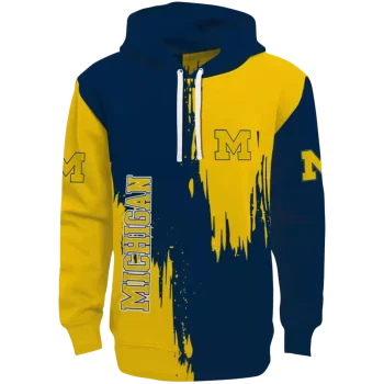 michigan wolverines splatter effect blue hoodie best selling