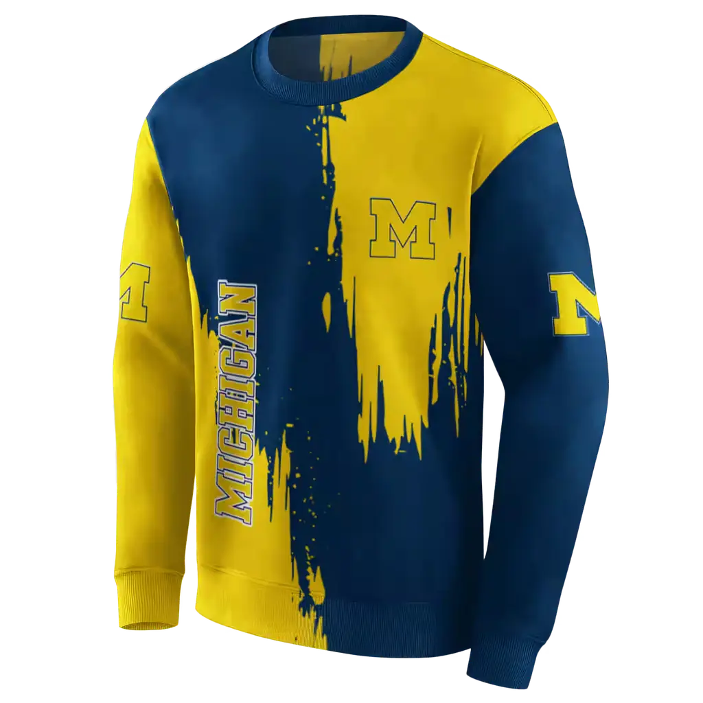 michigan wolverines splatter effect blue hoodie new arrival michigan wolverines splatter effect blue hoodie new arrival