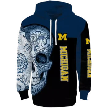 michigan wolverines sugar skull blue black hoodie best selling