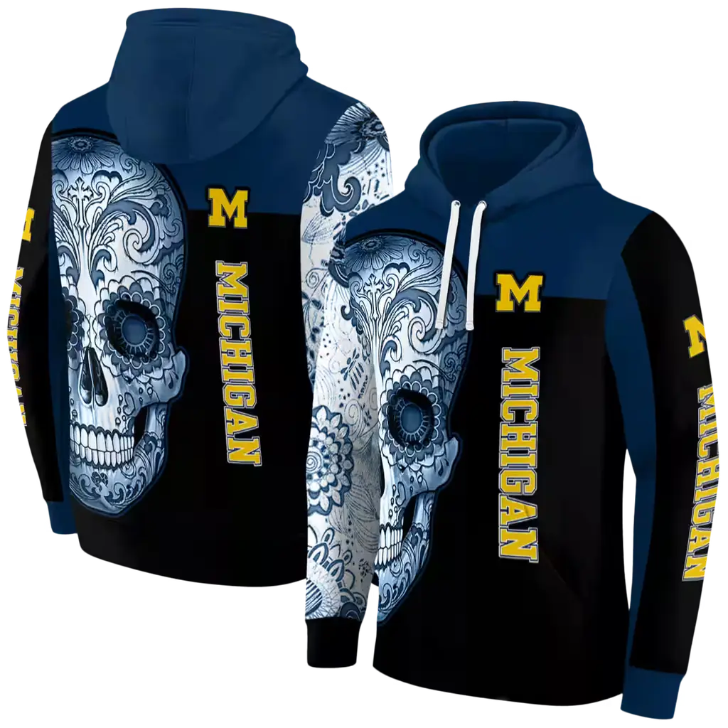 michigan wolverines sugar skull blue black hoodie fashion forward michigan wolverines sugar skull blue black hoodie fashion forward