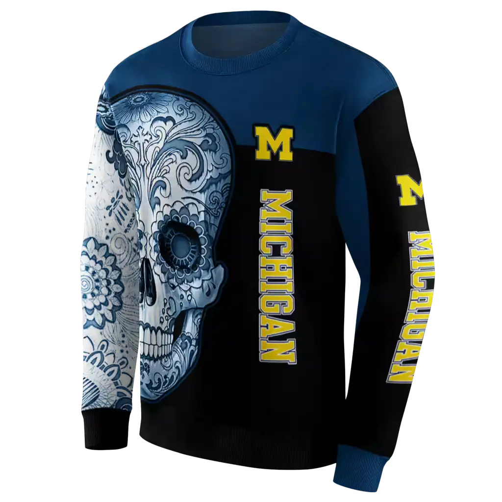 michigan wolverines sugar skull blue black hoodie new arrival michigan wolverines sugar skull blue black hoodie new arrival