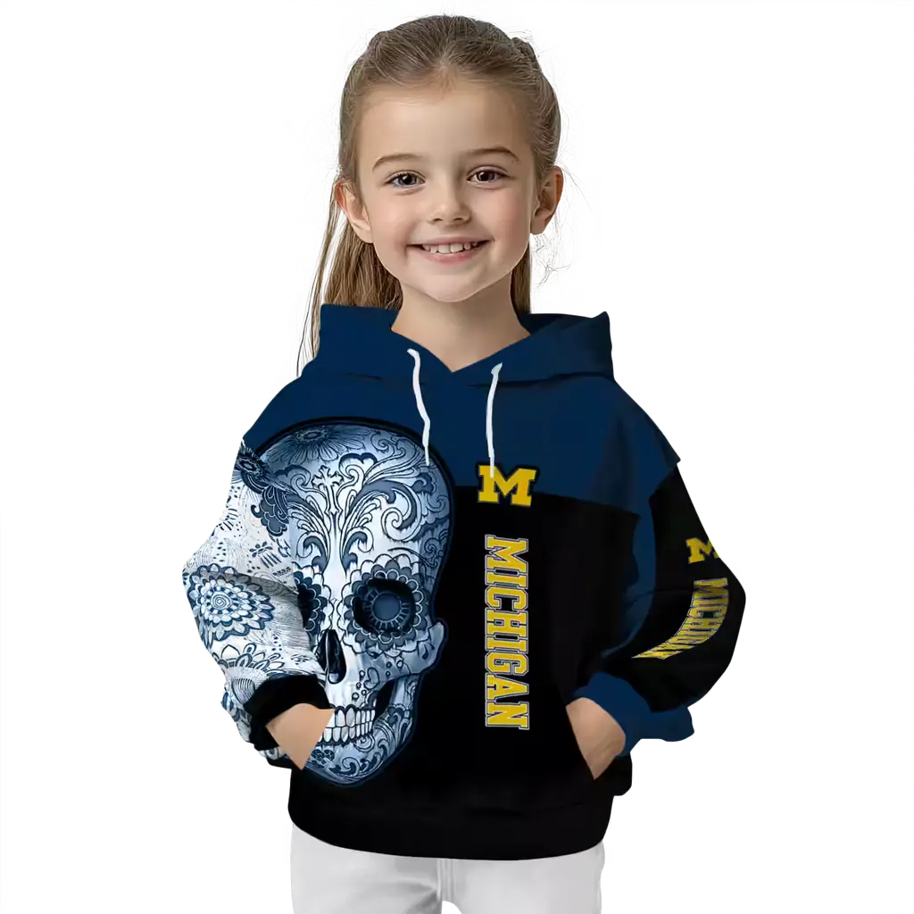 michigan wolverines sugar skull blue black hoodie top rated michigan wolverines sugar skull blue black hoodie top rated