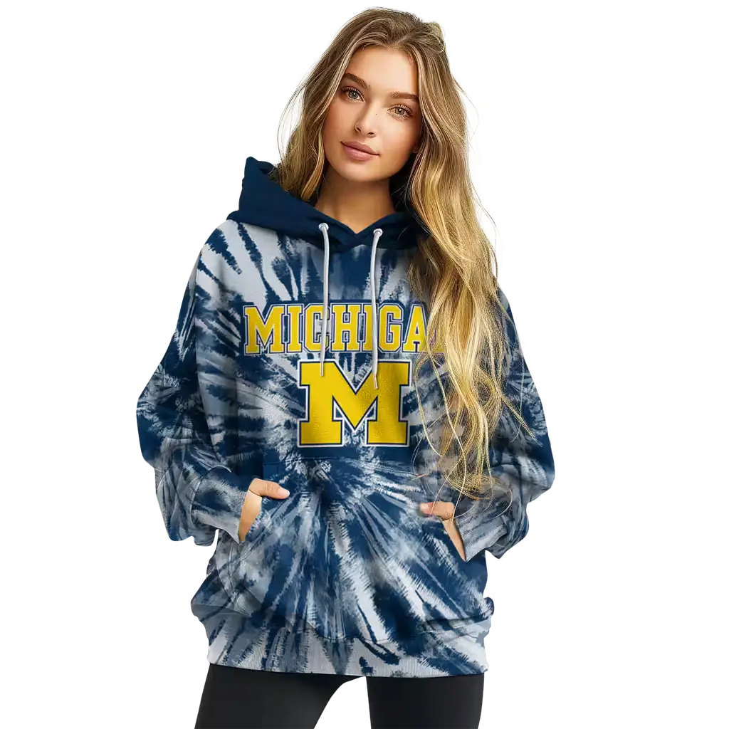 michigan wolverines tie dye pattern blue hoodie high quality michigan wolverines tie dye pattern blue hoodie high quality