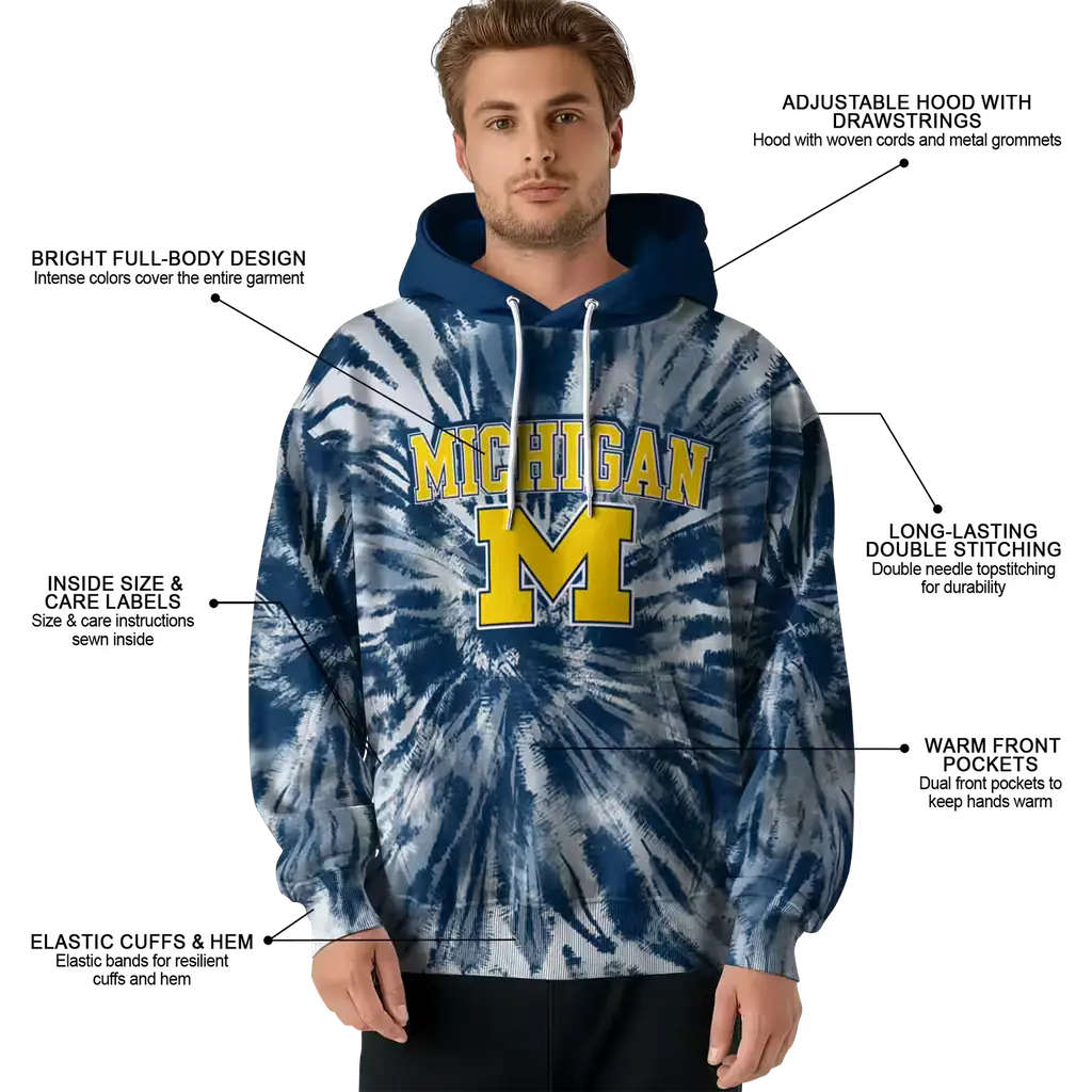 michigan wolverines tie dye pattern blue hoodie latest model michigan wolverines tie dye pattern blue hoodie latest model