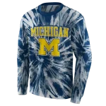 michigan wolverines tie dye pattern blue hoodie best selling