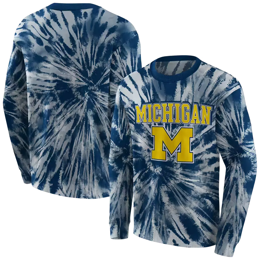 michigan wolverines tie dye pattern blue hoodie premium grade michigan wolverines tie dye pattern blue hoodie premium grade