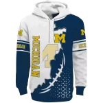 michigan wolverines triangular pattern blue white hoodie best selling
