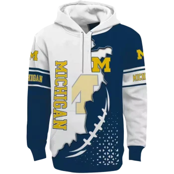 michigan wolverines triangular pattern blue white hoodie best selling
