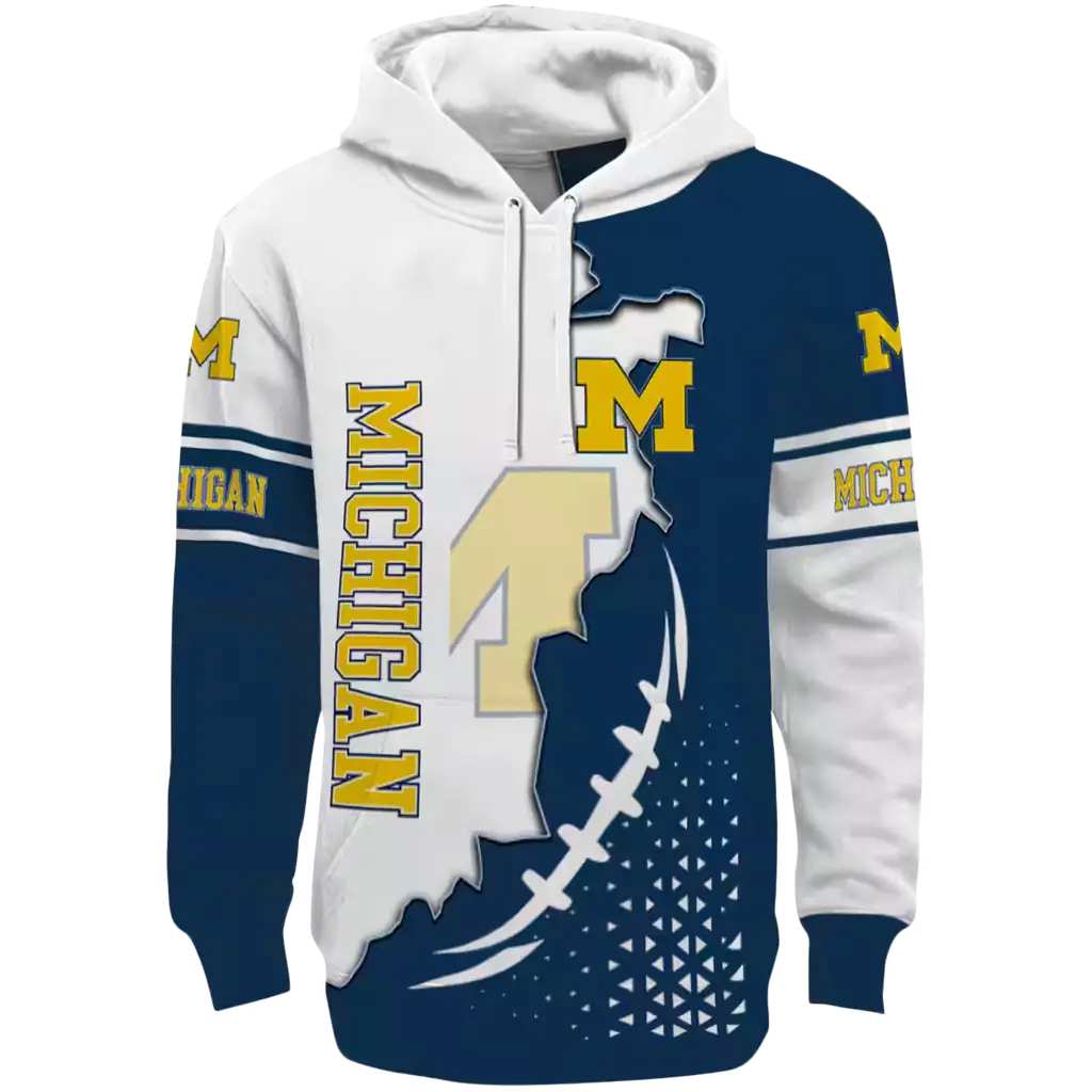 michigan wolverines triangular pattern blue white hoodie best selling michigan wolverines triangular pattern blue white hoodie best selling