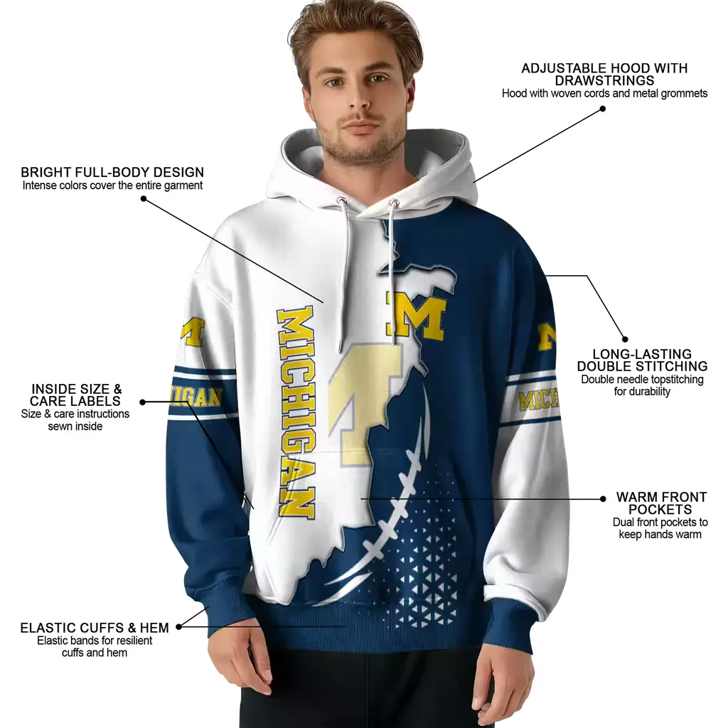 michigan wolverines triangular pattern blue white hoodie latest model michigan wolverines triangular pattern blue white hoodie latest model