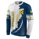 michigan wolverines triangular pattern blue white hoodie best selling
