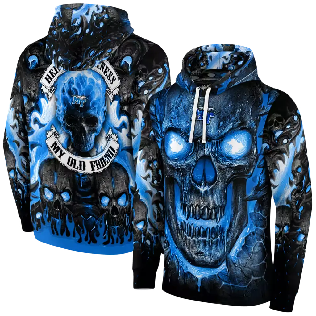 middle tennessee blue raiders demonic skull blue black hoodie fashion forward middle tennessee blue raiders demonic skull blue black hoodie fashion forward