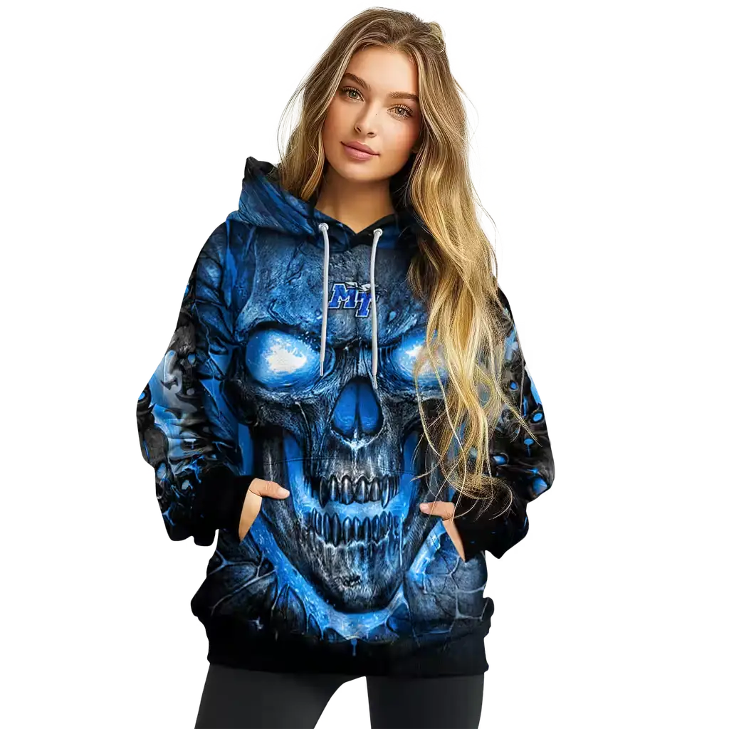 middle tennessee blue raiders demonic skull blue black hoodie high quality middle tennessee blue raiders demonic skull blue black hoodie high quality