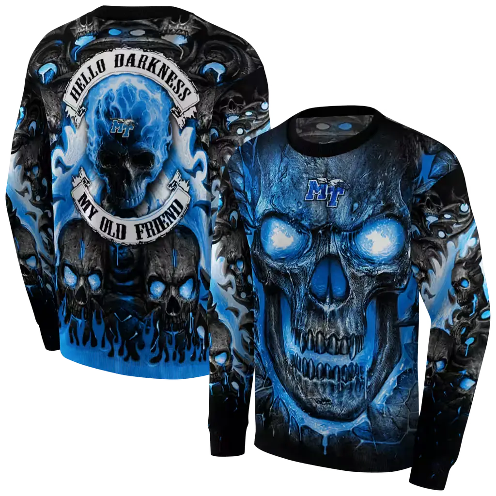 middle tennessee blue raiders demonic skull blue black hoodie premium grade middle tennessee blue raiders demonic skull blue black hoodie premium grade