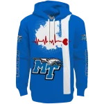middle tennessee blue raiders football heartbeat blue hoodie best selling