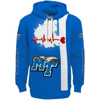middle tennessee blue raiders football heartbeat blue hoodie best selling