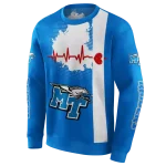 middle tennessee blue raiders football heartbeat blue hoodie best selling