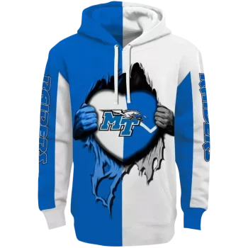 middle tennessee blue raiders heartbeat graphic blue hoodie best selling