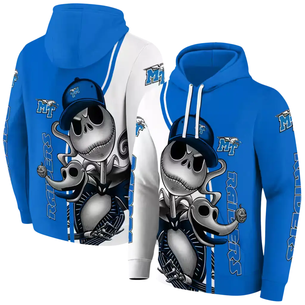 middle tennessee blue raiders jack skellington blue hoodie fashion forward middle tennessee blue raiders jack skellington blue hoodie fashion forward