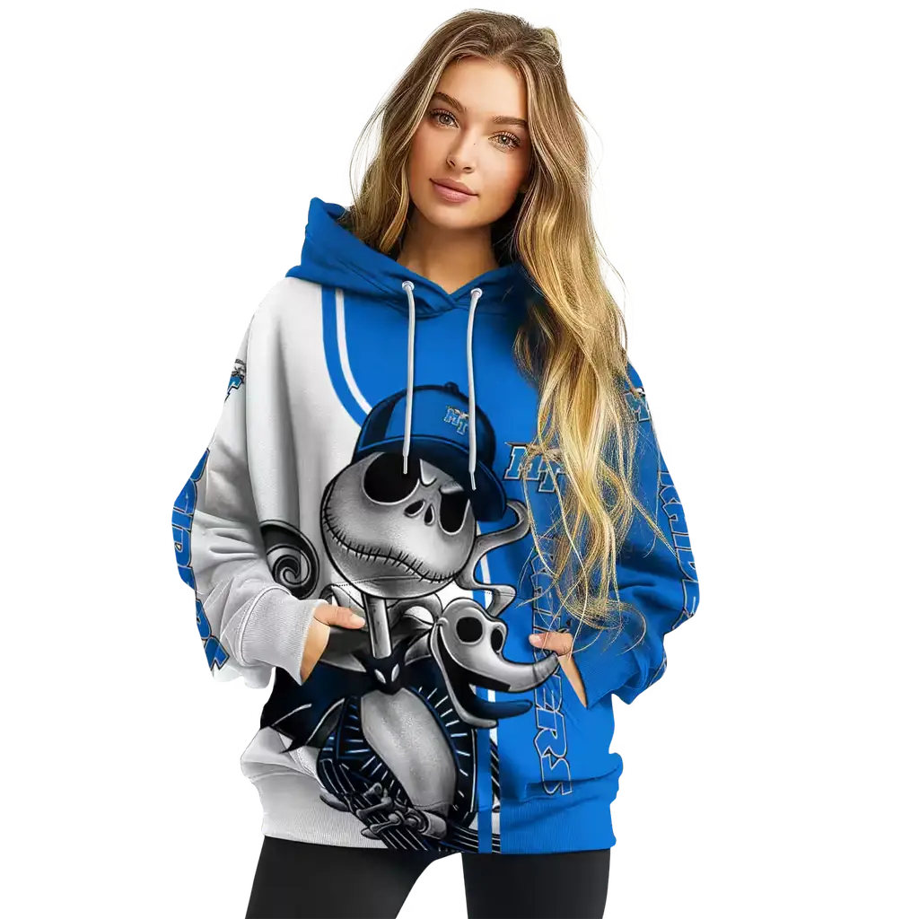 middle tennessee blue raiders jack skellington blue hoodie high quality middle tennessee blue raiders jack skellington blue hoodie high quality